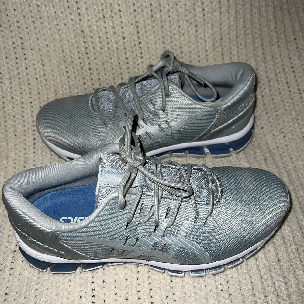ASICS quantum gel 360 silver gray blue sneakers tennis athletic shoes Sz 7 exc!